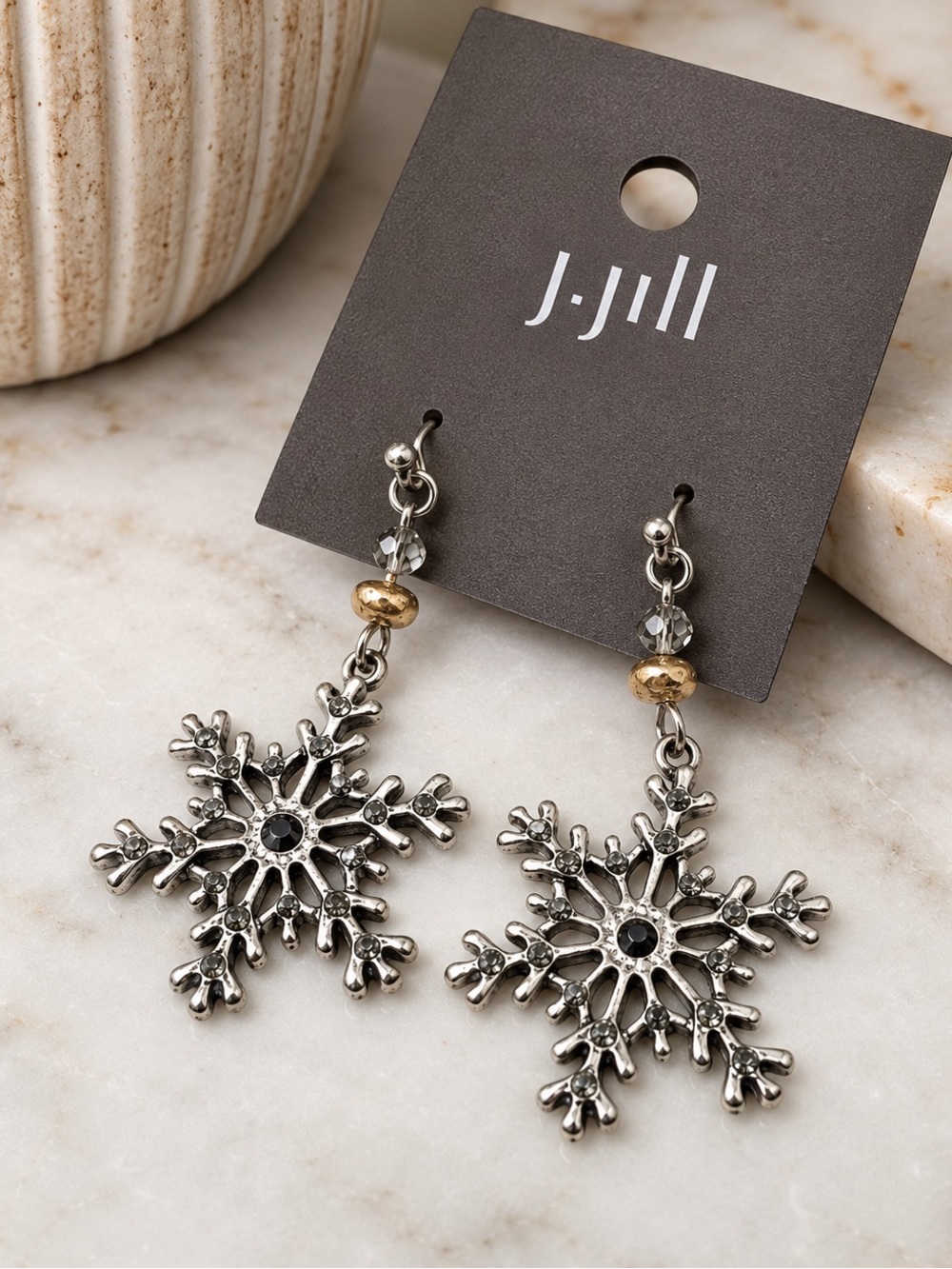 J.Jill Silver-Tone Snowflake Drop Earrings (BN2-3/po)